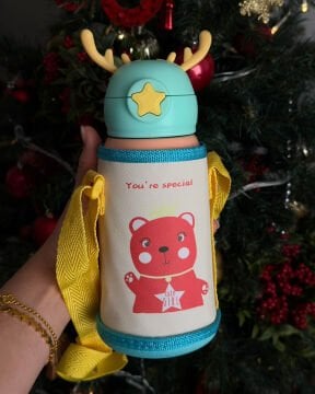 Sevimli Karakterler Paslanmaz Çelik Kılıflı Çocuk Termos Suluk 500 ml (Turuncu )