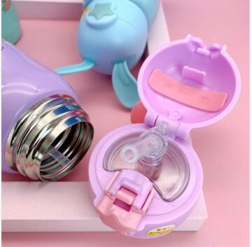 Sevimli Karakterler Paslanmaz Çelik Kılıflı Çocuk Termos Suluk 500 ml (Turuncu )