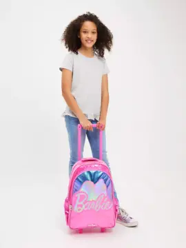 Smiggle - Barbie Çekçekli Işıklı Tekerlekli Çanta