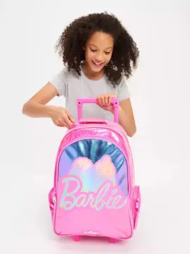 Smiggle - Barbie Çekçekli Işıklı Tekerlekli Çanta