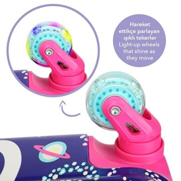 Renkli Işıklı Tekerlekli Çekçekli Çocuk Valiz 3D Ayris Tasarımlı