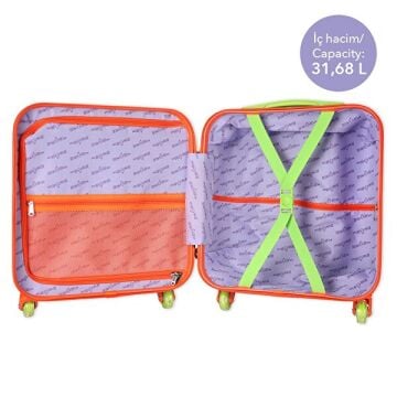 Renkli Işıklı Tekerlekli Çekçekli Çocuk Valiz 3D Ponix Tasarımlı