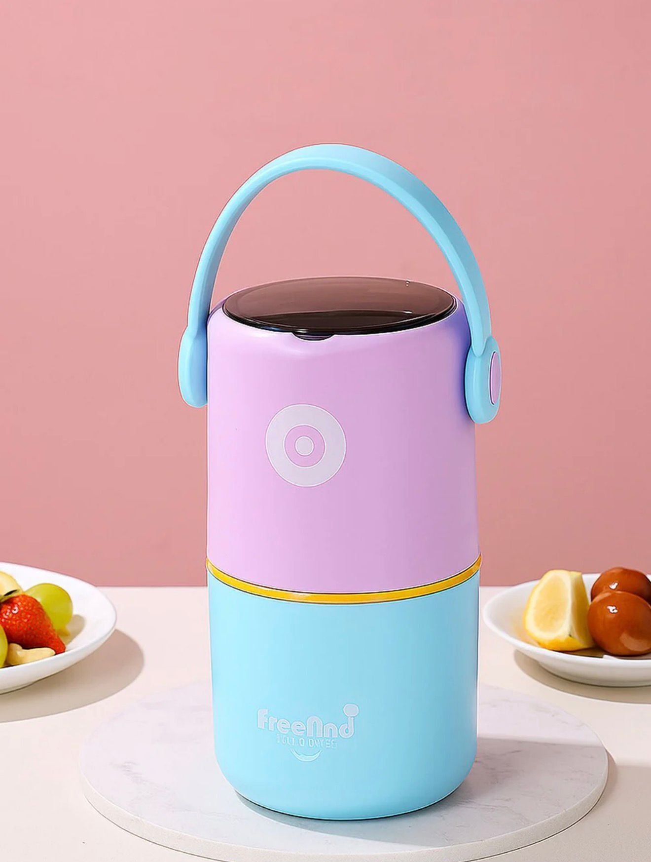820 ML Sızdırmaz 2 Kaseli 304 Paslanmaz Çelik Lunch Box Yeni Nesil Sefer Tası Kaşıklı Askılı - Pembe