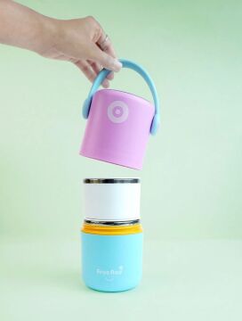 820 ML Sızdırmaz 2 Kaseli 304 Paslanmaz Çelik Lunch Box Yeni Nesil Sefer Tası Kaşıklı Askılı - Pembe