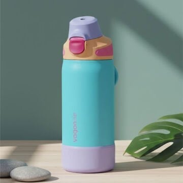 700 ML Tek Kapak Çift Kullanım Pipetli Rahat İçim Kulplu Paslanmaz Çelik Termos Mavi