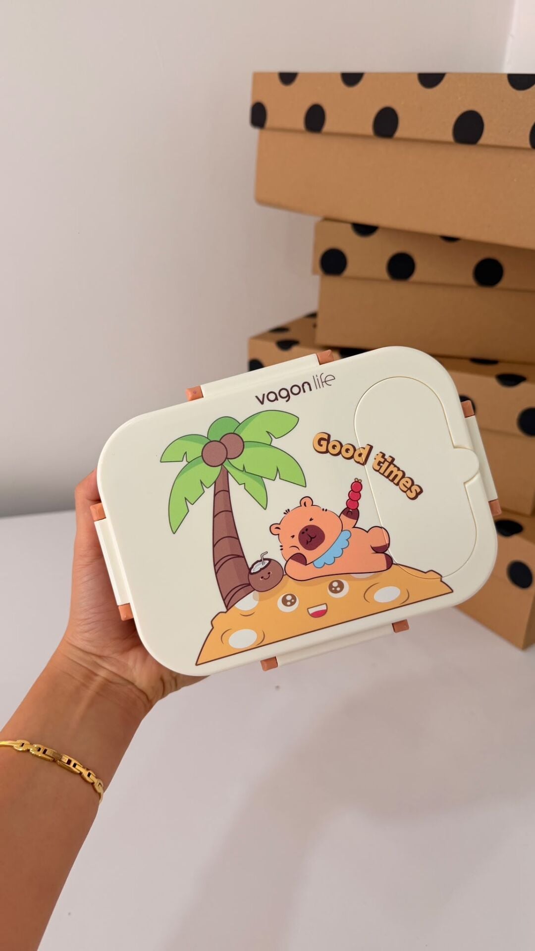 Bento 600ml Lunchbox Capybara Desenli Tek Katlı 2 Bölmeli Paslanmaz Çelik Sefer Tası Yemek Kutusu