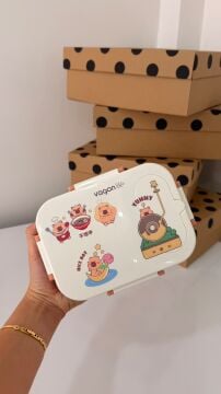 Bento 600ml Lunchbox Capybara Desenli Tek Katlı 2 Bölmeli Paslanmaz Çelik Sefer Tası Yemek Kutusu