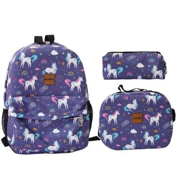 Mor Unicorn Desen İlkokul Seti