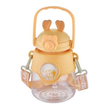 1250 ml Askılı Pipetli Kulaklı Happy Sunday Tritan Suluk Sarı