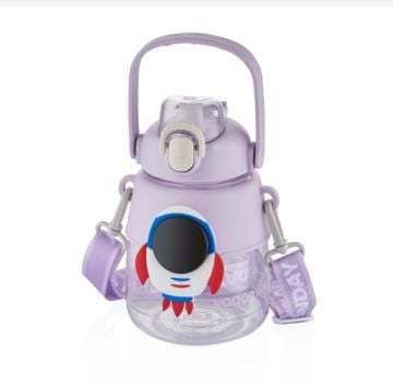 1250 ml Askılı Pipetli  Astronot Tritan Suluk Mor