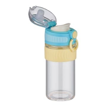 TKK 400ml Rahat İçim Silikon Gövde Kilitlenebilir Kapaklı Cam Matarası Mavi Cam