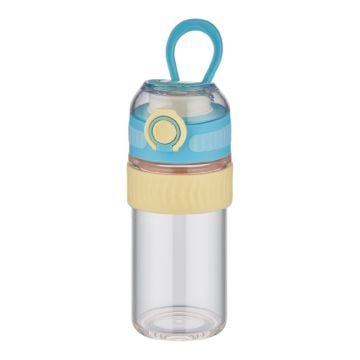 TKK 400ml Rahat İçim Silikon Gövde Kilitlenebilir Kapaklı Cam Matarası Mavi Cam