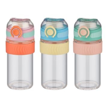 TKK 400ml Rahat İçim Silikon Gövde Kilitlenebilir Kapaklı Cam Matarası Yeşil Cam