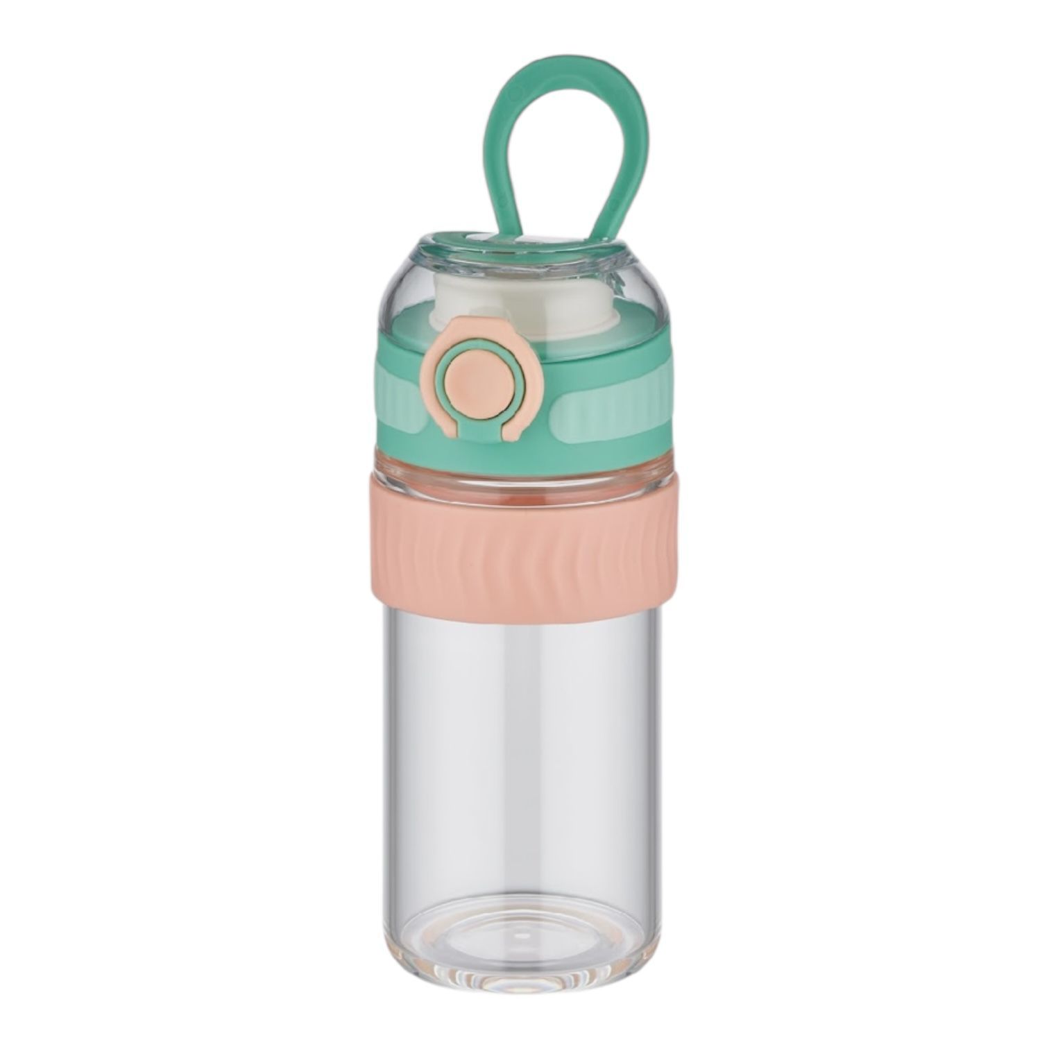 TKK 400ml Rahat İçim Silikon Gövde Kilitlenebilir Kapaklı Cam Matarası Yeşil Cam