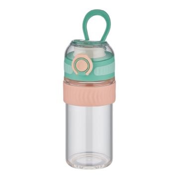 TKK 400ml Rahat İçim Silikon Gövde Kilitlenebilir Kapaklı Cam Matarası Yeşil Cam