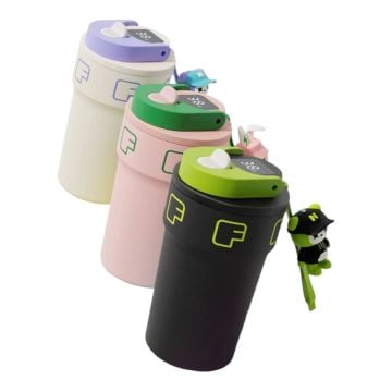 Yeni Koleksiyon 550ml LED Sıcaklık Göstergeli Rahat İçim Paslanmaz Çelik Akıllı Termos Mug Pembe