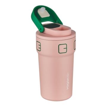 Yeni Koleksiyon 550ml LED Sıcaklık Göstergeli Rahat İçim Paslanmaz Çelik Akıllı Termos Mug Pembe