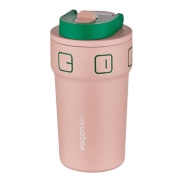 Yeni Koleksiyon 550ml LED Sıcaklık Göstergeli Rahat İçim Paslanmaz Çelik Akıllı Termos Mug Pembe