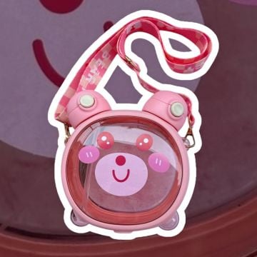 Sevimli Ayıcık Figürlü Matara 750 ml Açık Pembe