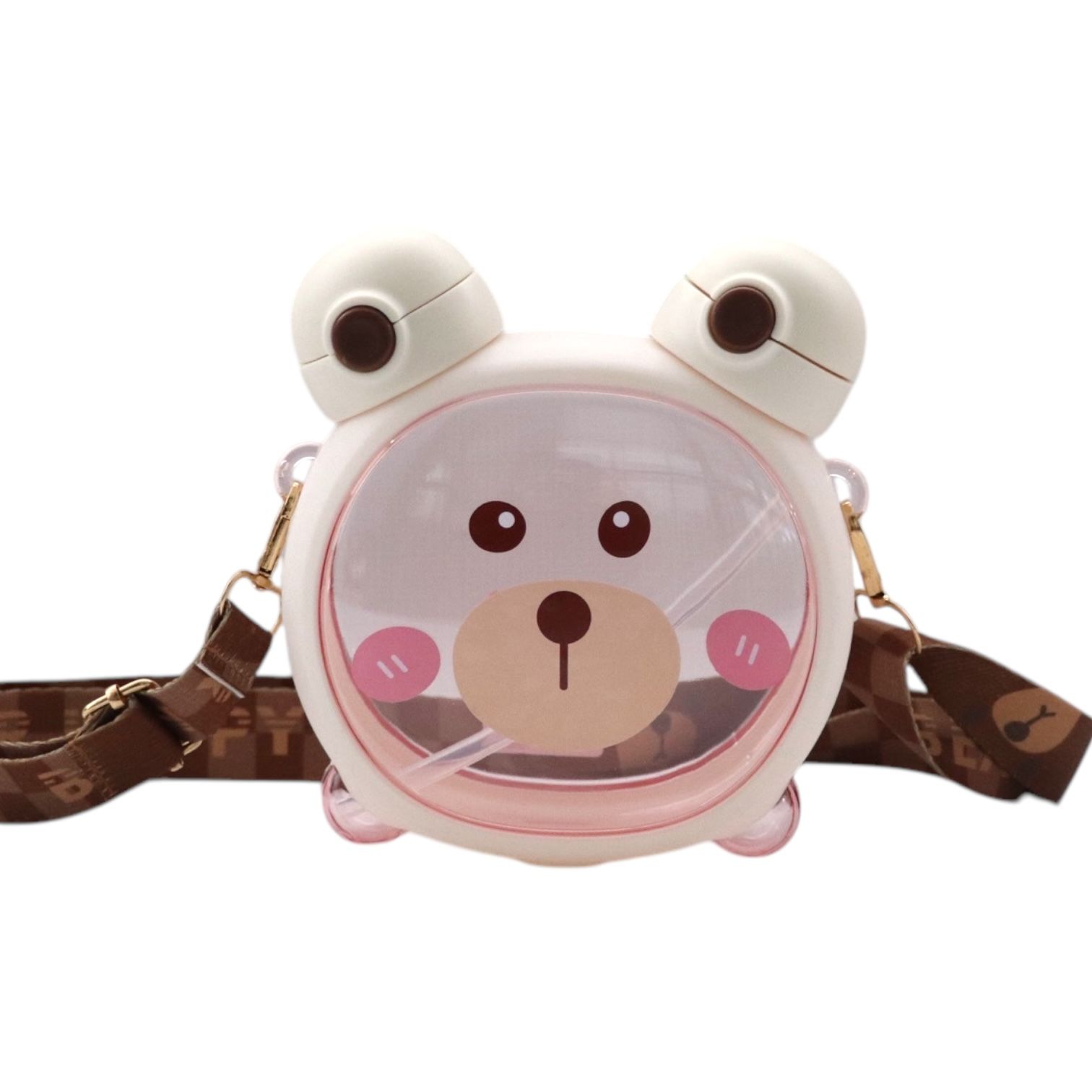 Sevimli Ayıcık Figürlü Matara 750 ml Krem