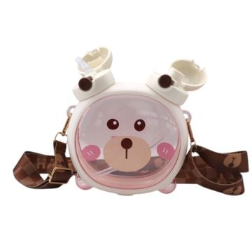 Sevimli Ayıcık Figürlü Matara 750 ml Krem