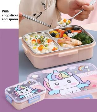 Unicorn Çelik Beslenme Kutusu Pembe