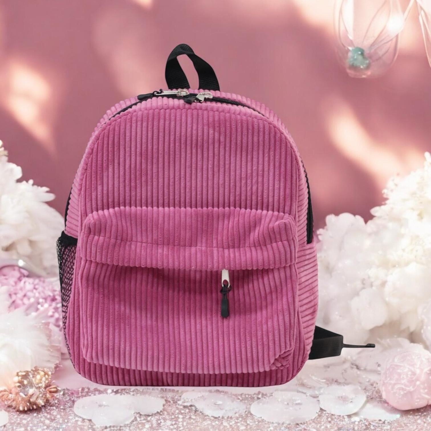 Fitilli Kadife Büyük Boy Çanta Pembe