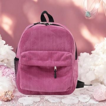 Fitilli Kadife Büyük Boy Çanta Pembe