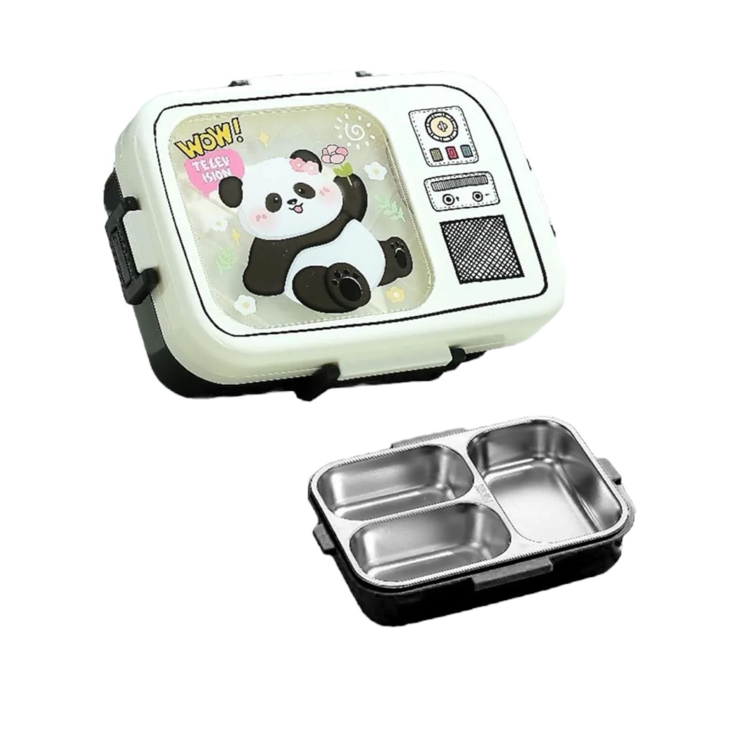 Lunch Box 820 ML Tek Kat Üç Bölmeli Sos Kaseli Yeni Nesil Sefer Tası Siyah