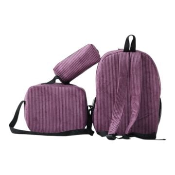 Fitilli Kadife İlkokul Seti Mor