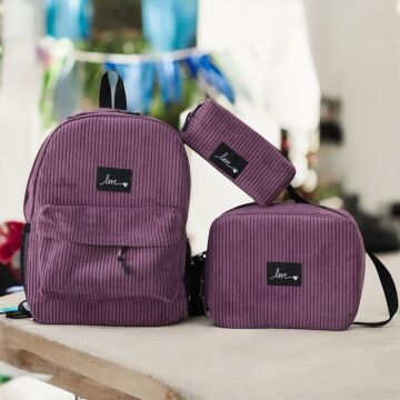 Fitilli Kadife İlkokul Seti Mor